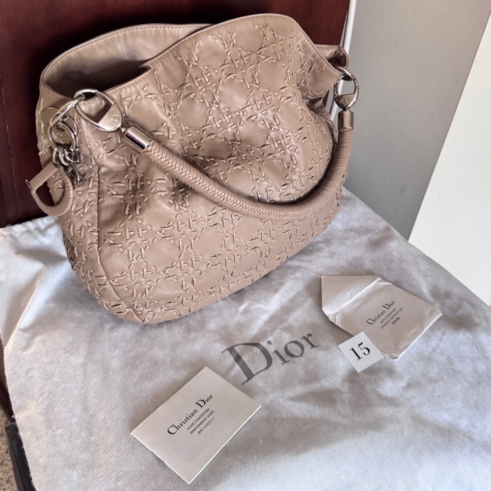Dior Beige Quilted Leather Hobo Bag - Picture 2 of 16